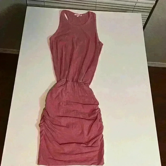 Anthropologie Sundry Womens Ruched Sides Pink Dress Racerback Size 1/S 4-6 - Picture 7 of 13